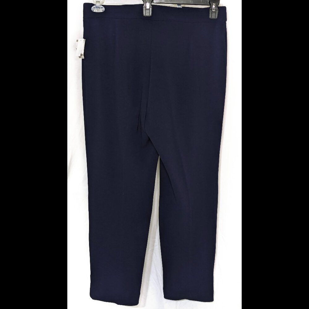 NWT KASPER Size 1X Navy Blue Stretch Pull-On Career Pants, Inseam 30 - Picture 2 of 2